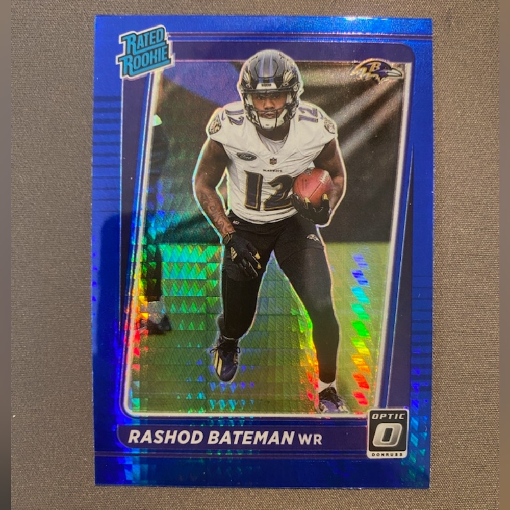 RASHOD BATEMAN 2021 Donruss Optic BLUE HYPER PRIZM RATED ROOKIE RC #210 Ravens